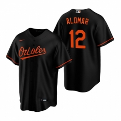 Mens Nike Baltimore Orioles 12 Roberto Alomar Black Alternate Stitched Baseball Jersey