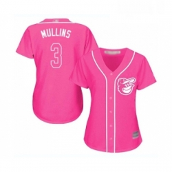 Womens Baltimore Orioles 3 Cedric Mullins Replica Pink Fashion Cool Base Baseball Jersey 