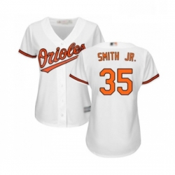 Womens Baltimore Orioles 35 Dwight Smith Jr Replica White Home Cool Base Baseball Jersey 