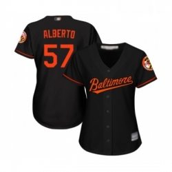 Womens Baltimore Orioles 57 Hanser Alberto Replica Black Alternate Cool Base Baseball Jersey 