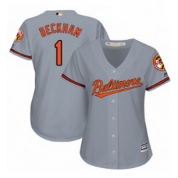 Womens Majestic Baltimore Orioles 1 Tim Beckham Authentic Grey Road Cool Base MLB Jersey 