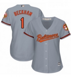 Womens Majestic Baltimore Orioles 1 Tim Beckham Replica Grey Road Cool Base MLB Jersey 
