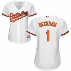 Womens Majestic Baltimore Orioles 1 Tim Beckham Replica White Home Cool Base MLB Jersey 
