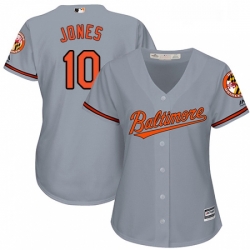 Womens Majestic Baltimore Orioles 10 Adam Jones Authentic Grey Road Cool Base MLB Jersey
