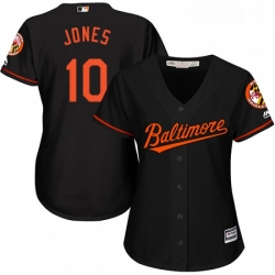 Womens Majestic Baltimore Orioles 10 Adam Jones Replica Black Alternate Cool Base MLB Jersey