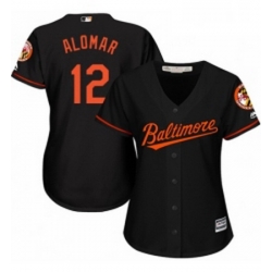 Womens Majestic Baltimore Orioles 12 Roberto Alomar Authentic Black Alternate Cool Base MLB Jersey 