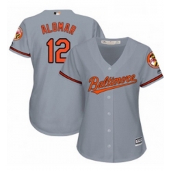 Womens Majestic Baltimore Orioles 12 Roberto Alomar Authentic Grey Road Cool Base MLB Jersey 