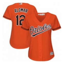 Womens Majestic Baltimore Orioles 12 Roberto Alomar Authentic Orange Alternate Cool Base MLB Jersey 
