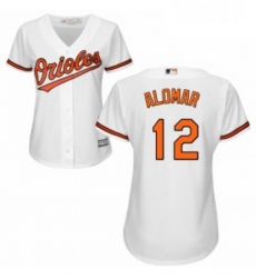 Womens Majestic Baltimore Orioles 12 Roberto Alomar Authentic White Home Cool Base MLB Jersey 