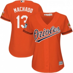 Womens Majestic Baltimore Orioles 13 Manny Machado Authentic Orange 2017 Spring Training Cool Base MLB Jersey