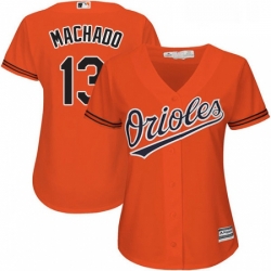 Womens Majestic Baltimore Orioles 13 Manny Machado Replica Orange Alternate Cool Base MLB Jersey