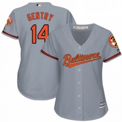 Womens Majestic Baltimore Orioles 14 Craig Gentry Replica Grey Road Cool Base MLB Jersey 