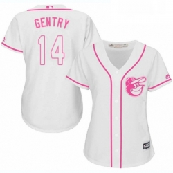 Womens Majestic Baltimore Orioles 14 Craig Gentry Replica White Fashion Cool Base MLB Jersey 