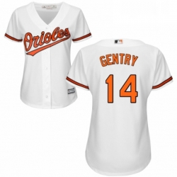 Womens Majestic Baltimore Orioles 14 Craig Gentry Replica White Home Cool Base MLB Jersey 