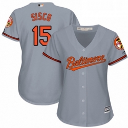 Womens Majestic Baltimore Orioles 15 Chance Sisco Authentic Grey Road Cool Base MLB Jersey 
