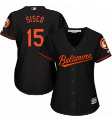 Womens Majestic Baltimore Orioles 15 Chance Sisco Replica Black Alternate Cool Base MLB Jersey 
