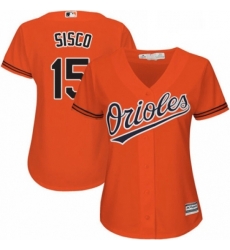 Womens Majestic Baltimore Orioles 15 Chance Sisco Replica Orange Alternate Cool Base MLB Jersey 