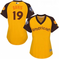 Womens Majestic Baltimore Orioles 19 Chris Davis Authentic Yellow 2016 All Star American League BP Cool Base MLB Jersey