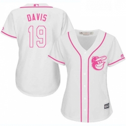 Womens Majestic Baltimore Orioles 19 Chris Davis Replica White Fashion Cool Base MLB Jersey