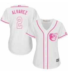 Womens Majestic Baltimore Orioles 2 Pedro Alvarez Authentic White Fashion Cool Base MLB Jersey 