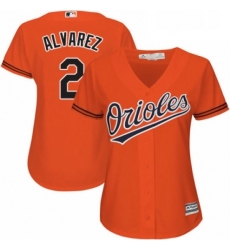 Womens Majestic Baltimore Orioles 2 Pedro Alvarez Replica Orange Alternate Cool Base MLB Jersey 