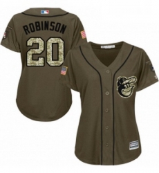 Womens Majestic Baltimore Orioles 20 Frank Robinson Authentic Green Salute to Service MLB Jersey