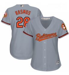 Womens Majestic Baltimore Orioles 28 Colby Rasmus Authentic Grey Road Cool Base MLB Jersey 