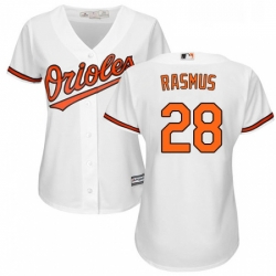 Womens Majestic Baltimore Orioles 28 Colby Rasmus Authentic White Home Cool Base MLB Jersey 