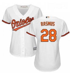 Womens Majestic Baltimore Orioles 28 Colby Rasmus Replica White Home Cool Base MLB Jersey 
