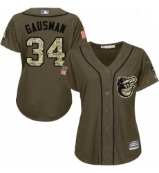 Womens Majestic Baltimore Orioles 34 Kevin Gausman Authentic Green Salute to Service MLB Jersey