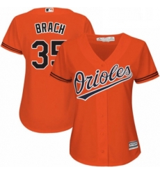 Womens Majestic Baltimore Orioles 35 Brad Brach Authentic Orange Alternate Cool Base MLB Jersey 