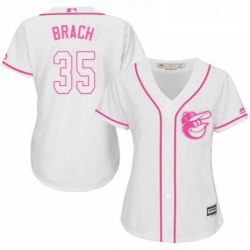 Womens Majestic Baltimore Orioles 35 Brad Brach Authentic White Fashion Cool Base MLB Jersey 