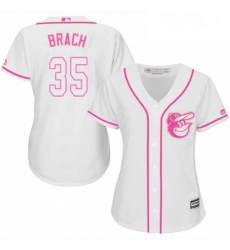 Womens Majestic Baltimore Orioles 35 Brad Brach Replica White Fashion Cool Base MLB Jersey 