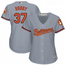 Womens Majestic Baltimore Orioles 37 Dylan Bundy Authentic Grey Road Cool Base MLB Jersey