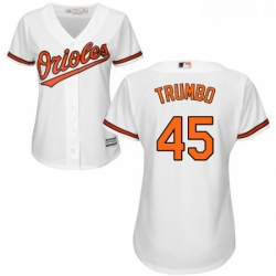 Womens Majestic Baltimore Orioles 45 Mark Trumbo Authentic White Home Cool Base MLB Jersey