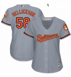 Womens Majestic Baltimore Orioles 58 Jeremy Hellickson Replica Grey Road Cool Base MLB Jersey 