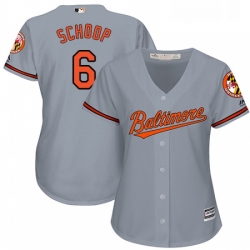 Womens Majestic Baltimore Orioles 6 Jonathan Schoop Authentic Grey Road Cool Base MLB Jersey