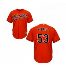 Youth Baltimore Orioles 53 Dan Straily Replica Orange Alternate Cool Base Baseball Jersey 
