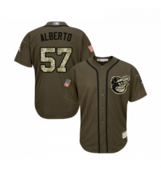 Youth Baltimore Orioles 57 Hanser Alberto Authentic Green Salute to Service Baseball Jersey 