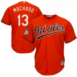Youth Majestic Baltimore Orioles 13 Manny Machado Authentic Orange 2017 Spring Training Cool Base MLB Jersey