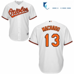 Youth Majestic Baltimore Orioles 13 Manny Machado Authentic White Home Cool Base MLB Jersey