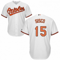 Youth Majestic Baltimore Orioles 15 Chance Sisco Authentic White Home Cool Base MLB Jersey 