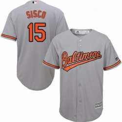 Youth Majestic Baltimore Orioles 15 Chance Sisco Replica Grey Road Cool Base MLB Jersey 