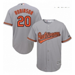 Youth Majestic Baltimore Orioles 20 Frank Robinson Replica Grey Road Cool Base MLB Jersey