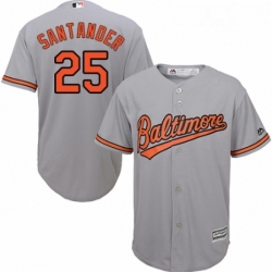 Youth Majestic Baltimore Orioles 25 Anthony Santander Replica Grey Road Cool Base MLB Jersey 