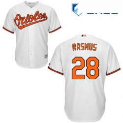 Youth Majestic Baltimore Orioles 28 Colby Rasmus Replica White Home Cool Base MLB Jersey 