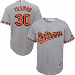 Youth Majestic Baltimore Orioles 30 Chris Tillman Replica Grey Road Cool Base MLB Jersey