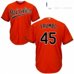 Youth Majestic Baltimore Orioles 45 Mark Trumbo Authentic Orange Alternate Cool Base MLB Jersey