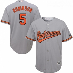 Youth Majestic Baltimore Orioles 5 Brooks Robinson Replica Grey Road Cool Base MLB Jersey