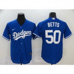 MLB Dodgers 50 Mookie Betts Blue 2020 Nike Cool Base Men Jersey